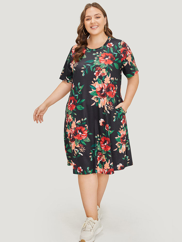 Floral Print Pocket Midi Dress