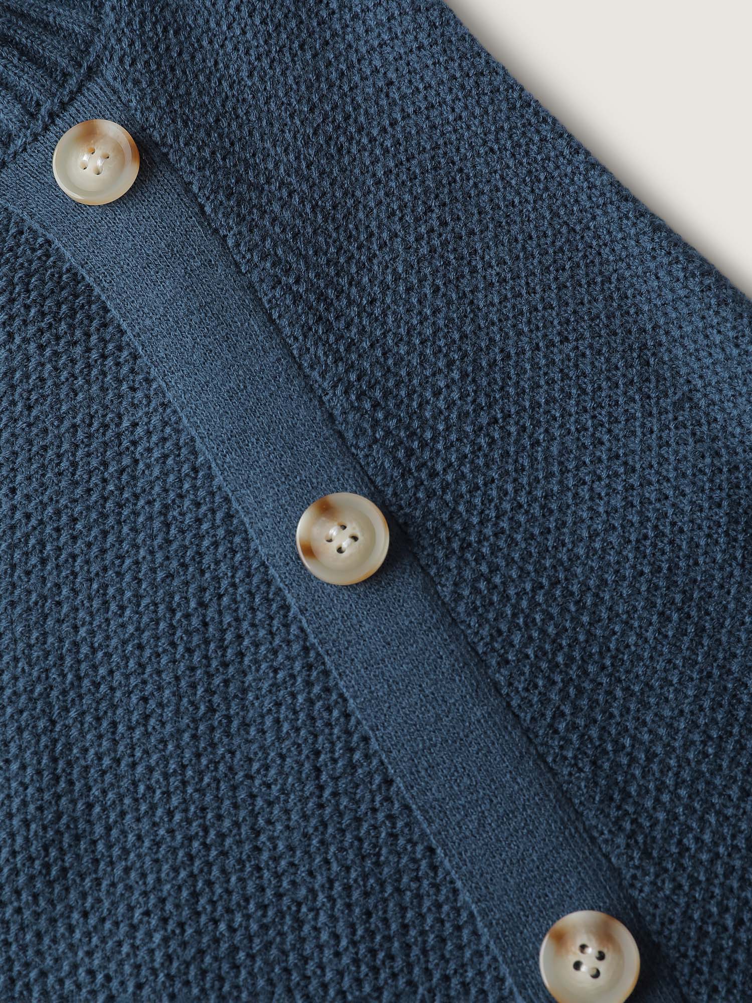 Textured Stretchy Waist Button Sweater Knee-Length Dress