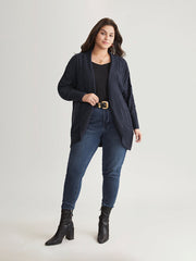Solid Cable Knit Texture Arc Hem Dolman Sleeve Cardigan