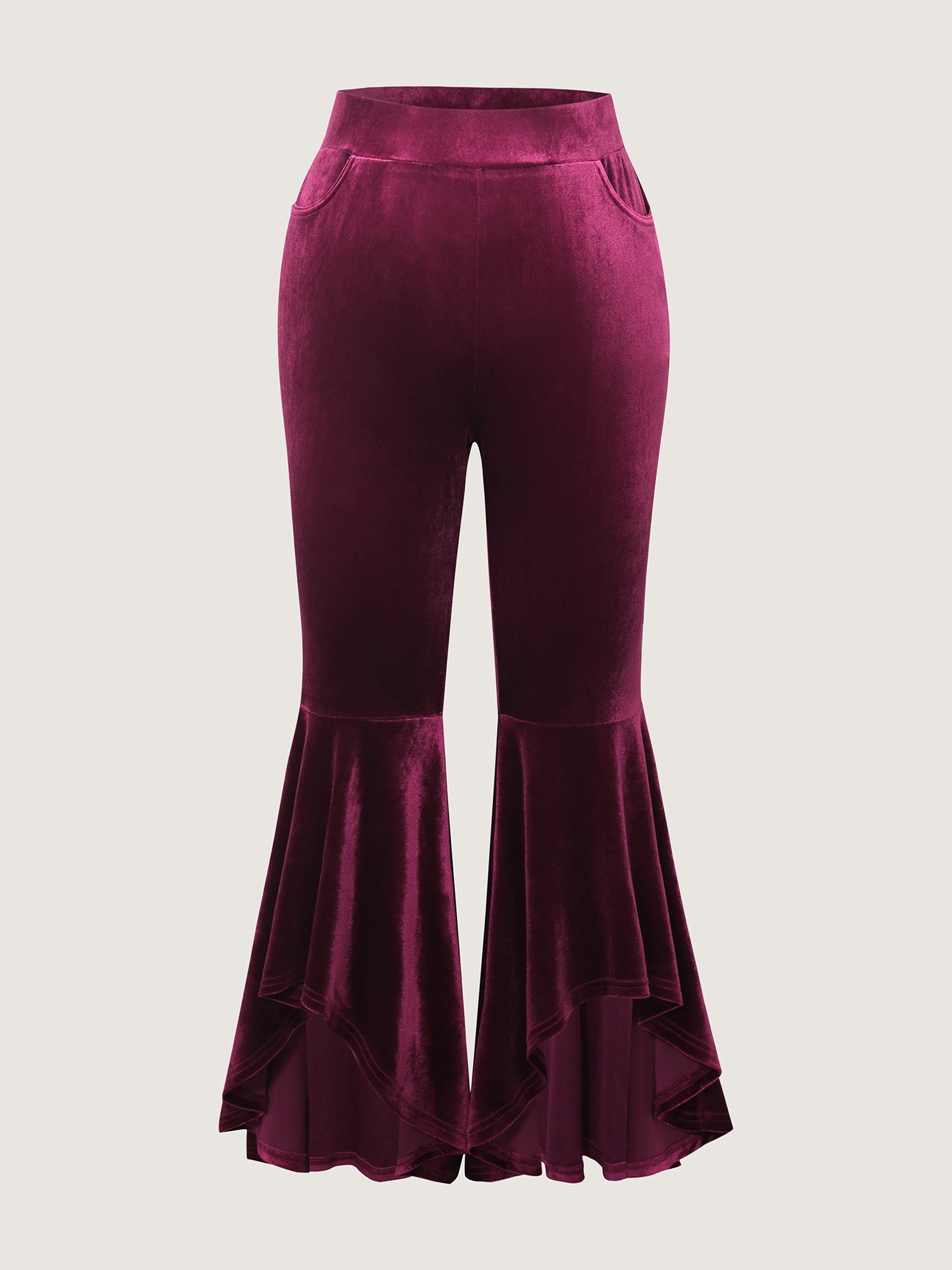 Satin Button Detail Ruffled Pants