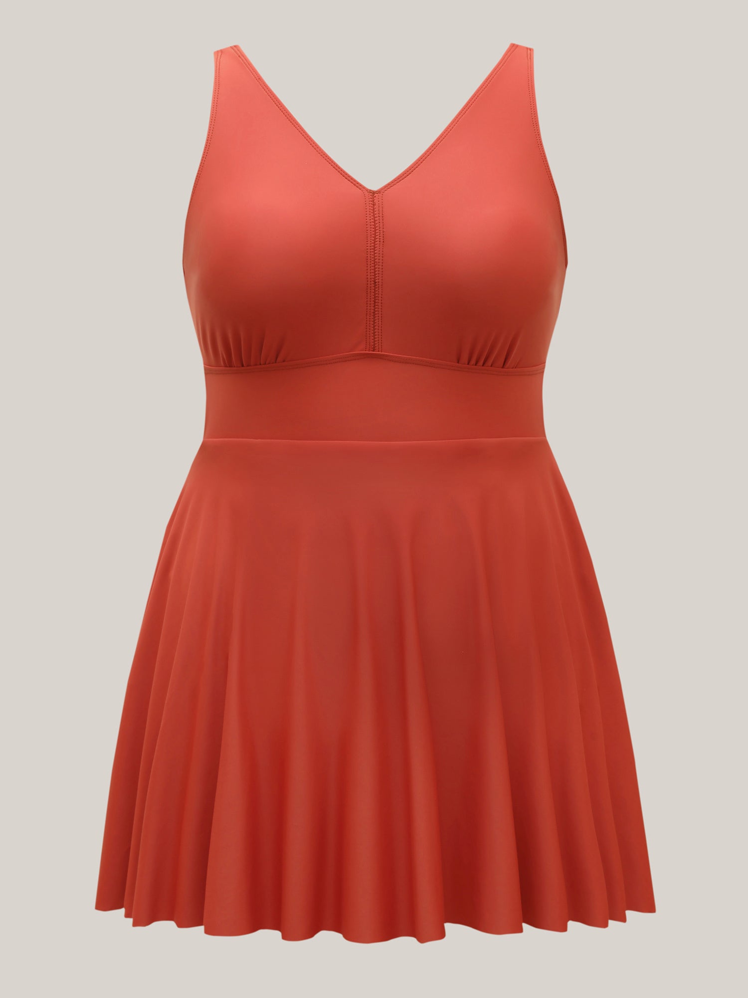 Sewn-in-Belt Bow Pockets Swim Dress