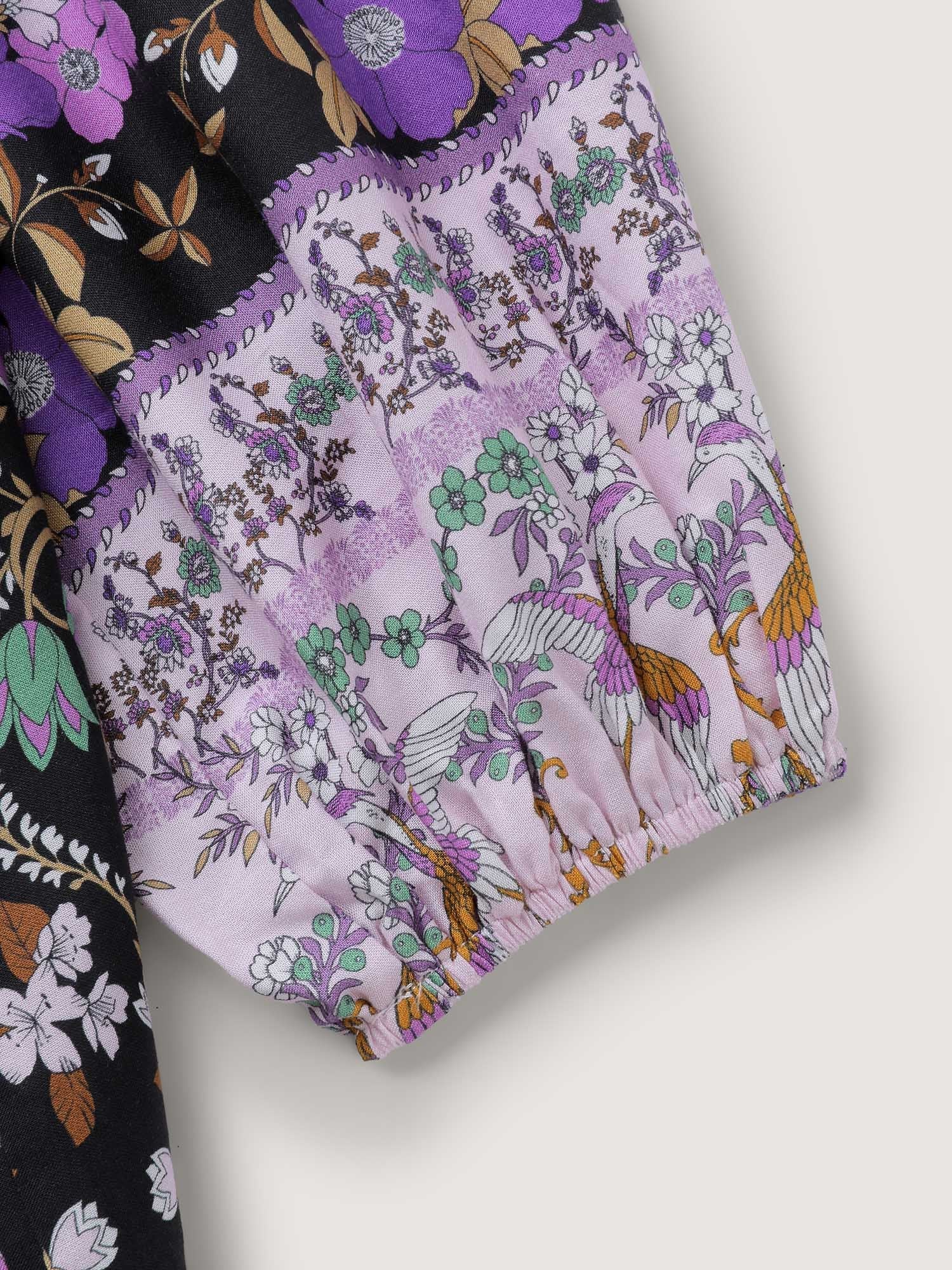 Floral Print Contrast Ruffled Trim Romper