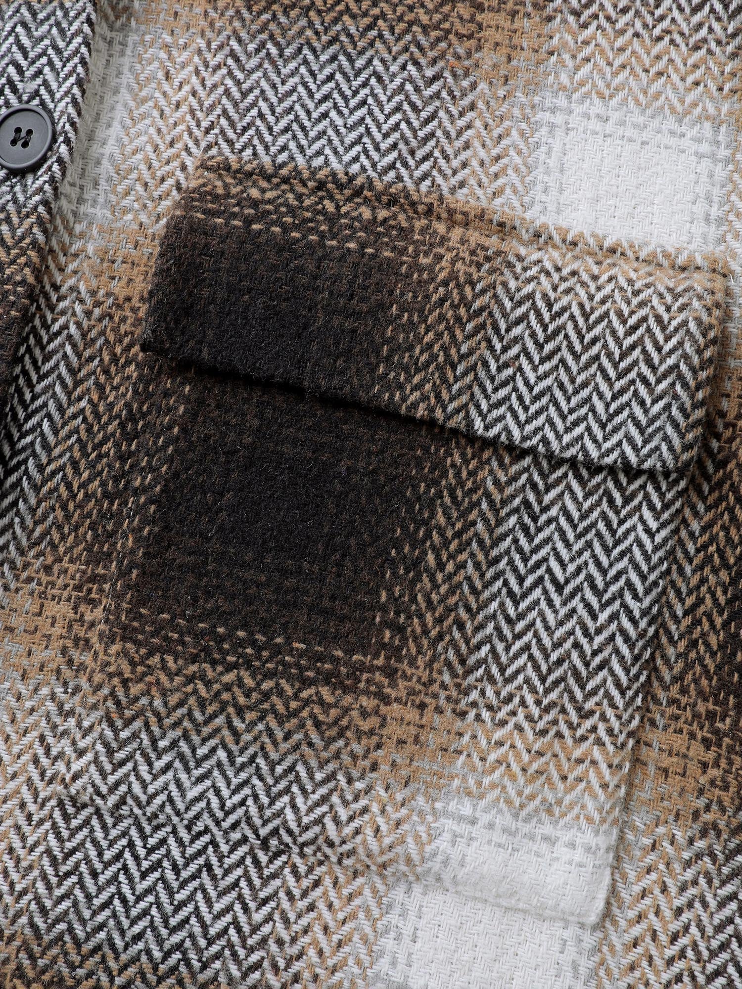 Plaid Print Button-Down Jacket