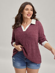 2-in-1 Collar Color Contrast Sweatshirt