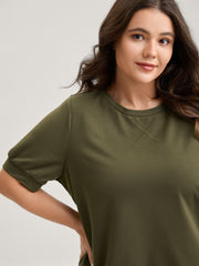 Solid Crew Neck Relaxed Sweatshirt