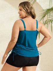 Side Drawstrings Plain Swim Top