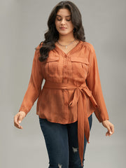 Halloween Plain Belted Pocket Button Up Gathered Coat