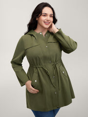 Parka Hooded Adjustable Waist Drawstring Jacket