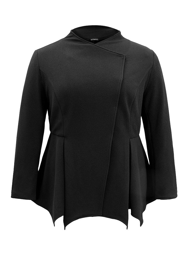 Plain Asymmetrical Neck Button Up Blazer