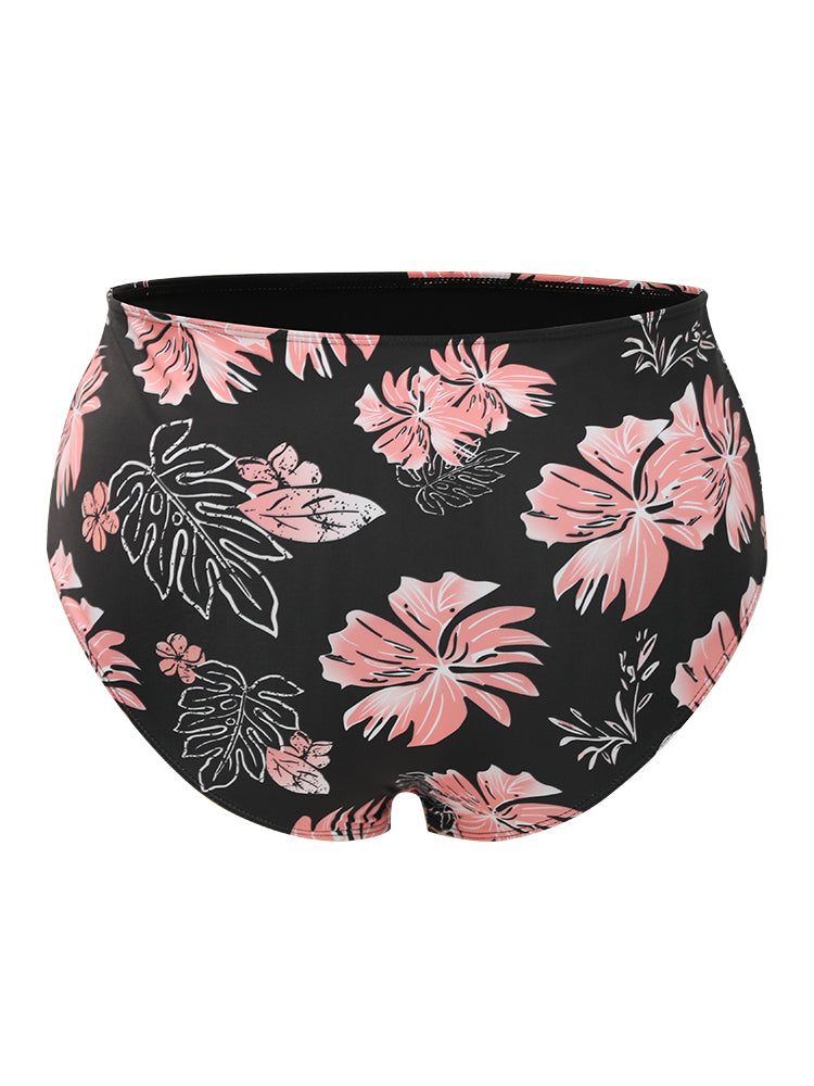Floral Print Gathered  Adjustable Straps Swim Dress
