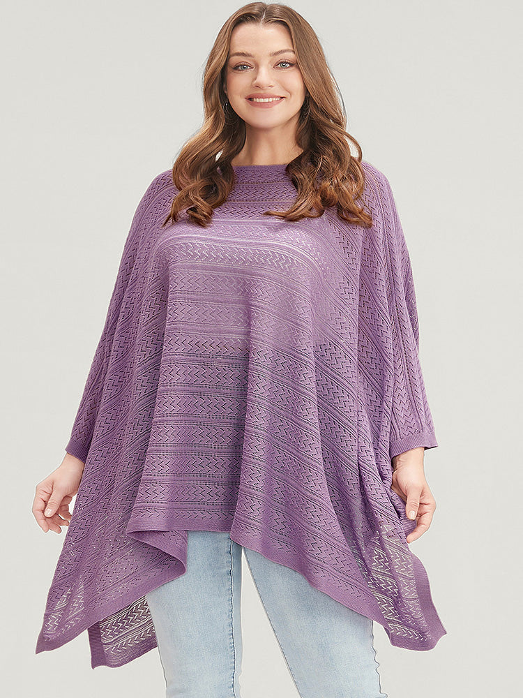 Plain Asymmetrical Hem Dolman Sleeve Knit Top
