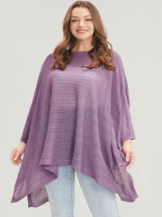 Plain Asymmetrical Hem Dolman Sleeve Knit Top