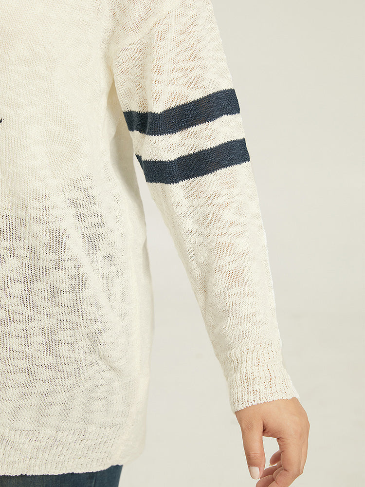 Star & Striped Print Drop Shoulder Pullover
