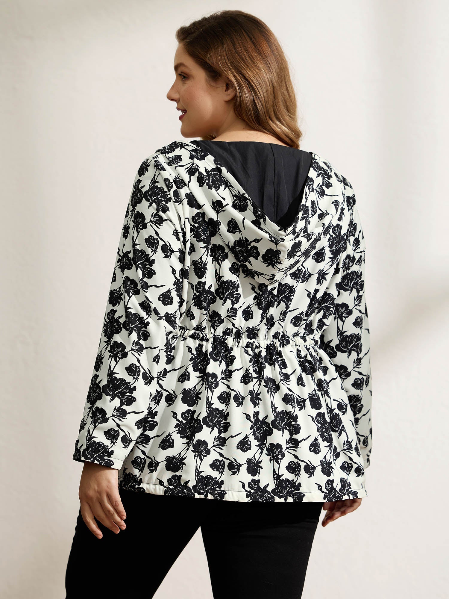 Floral Print Reversible Hooded Coat