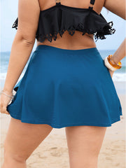 Solid Ruffle Wrap Hem Swim Skirt