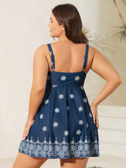Floral Fun Knotted Bodice Swim Dress