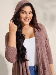 Asymmetrical Hem Front-Open Hooded Jacket