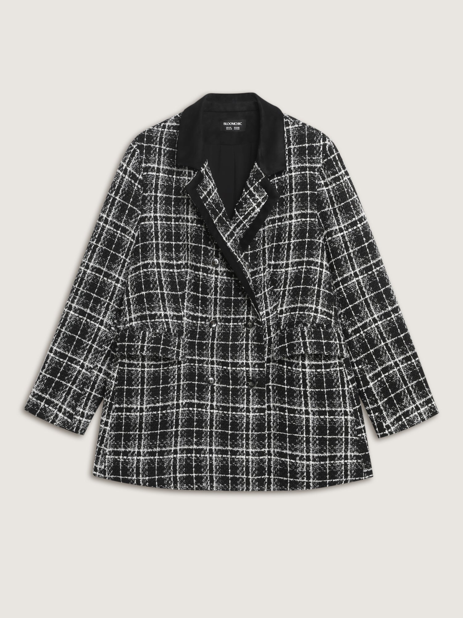 Tweed Print Lined Double Breasted Blazer