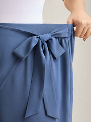 Belted Wrap Detail Wide-Leg Pants