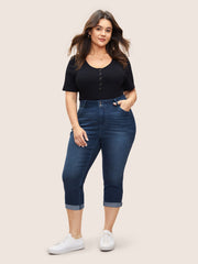 Bodycon Roll Hem Medium Wash Jeans