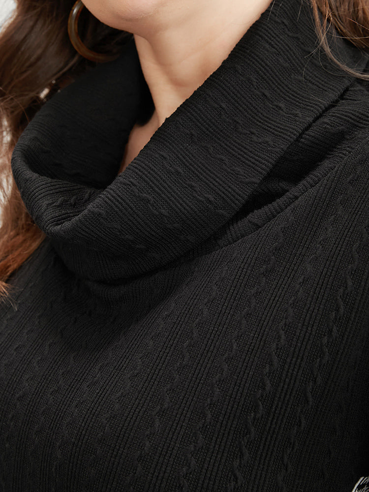 Plaid Patchwork Button Detail Funnel Neck Sweatshirt