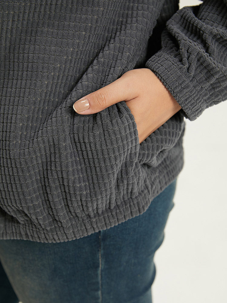 Solid Texture Button Through Pocket Shacket