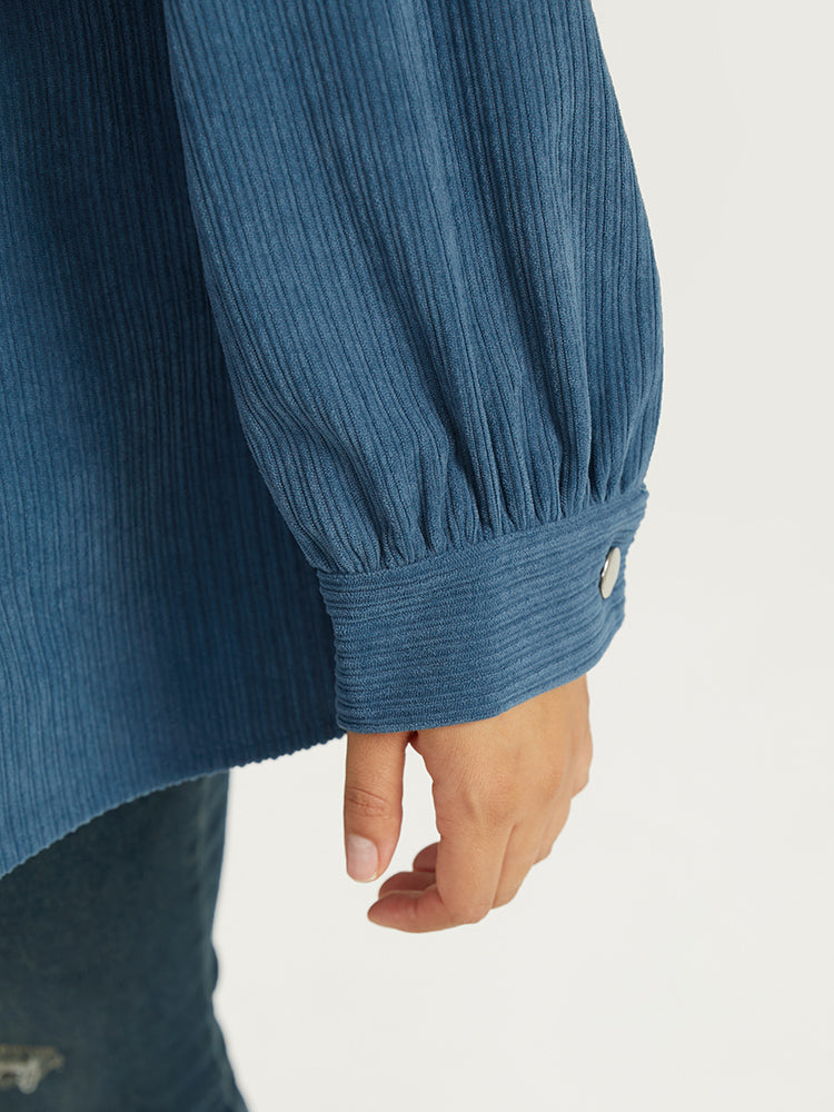 Two Tone Flap Pocket Button Up Corduroy Coat