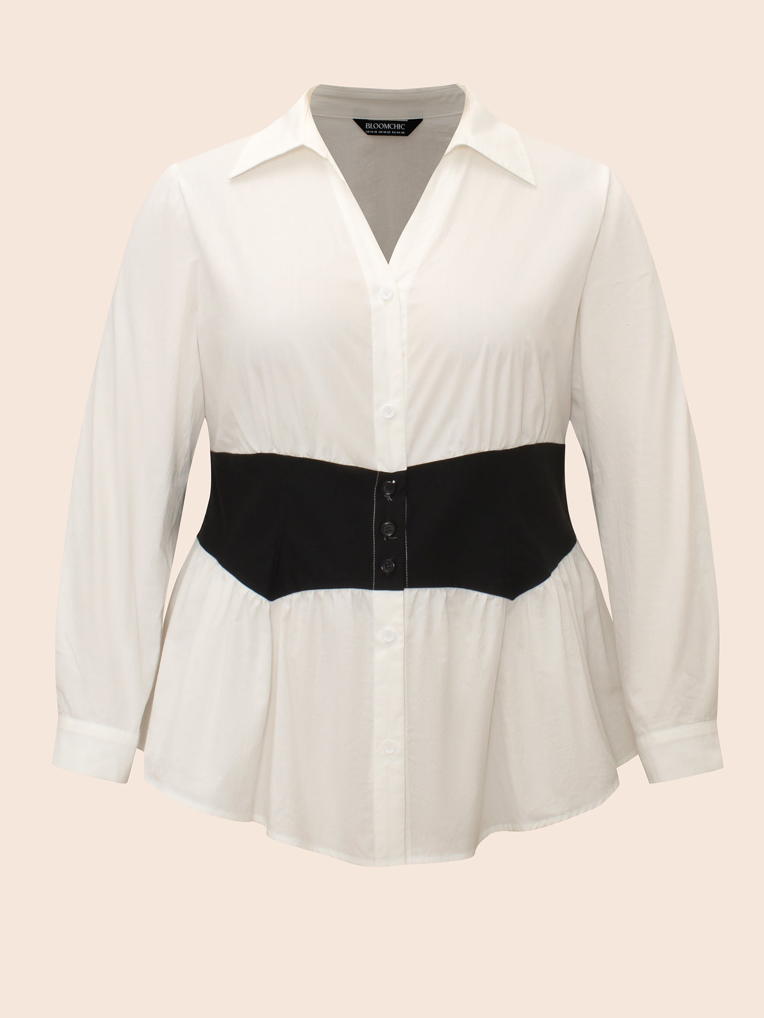 Shirt Collar Contrast Patchwork Shirt