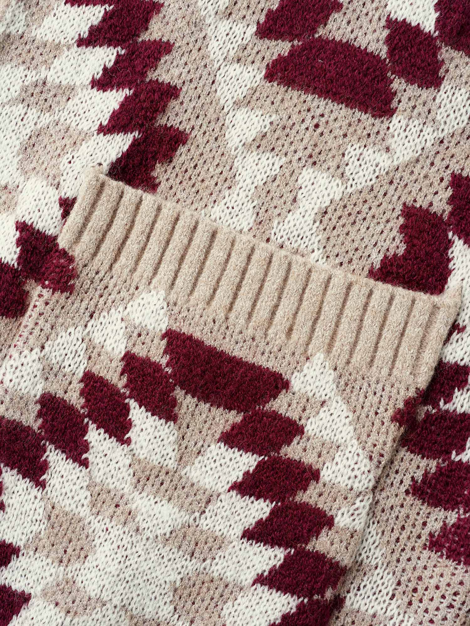 Bandana Geometric Lapel Collar Cardigan