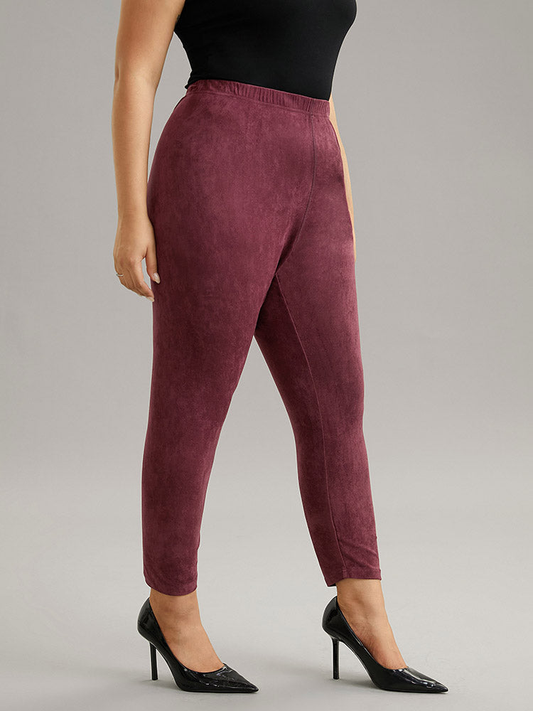 Solid Elastic Waist Texture Very Stretchy Leggings