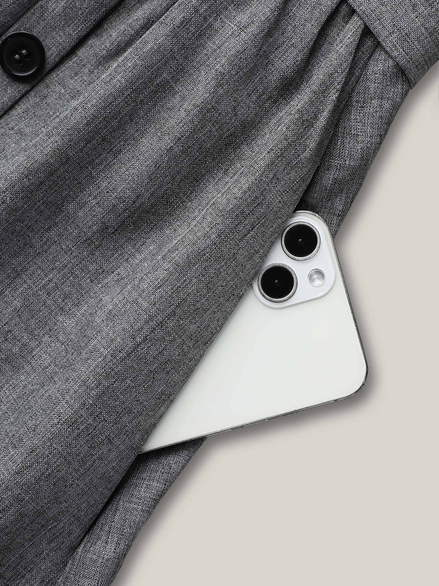 Asymmetrical Neckline Belted Pockets Midi Dress