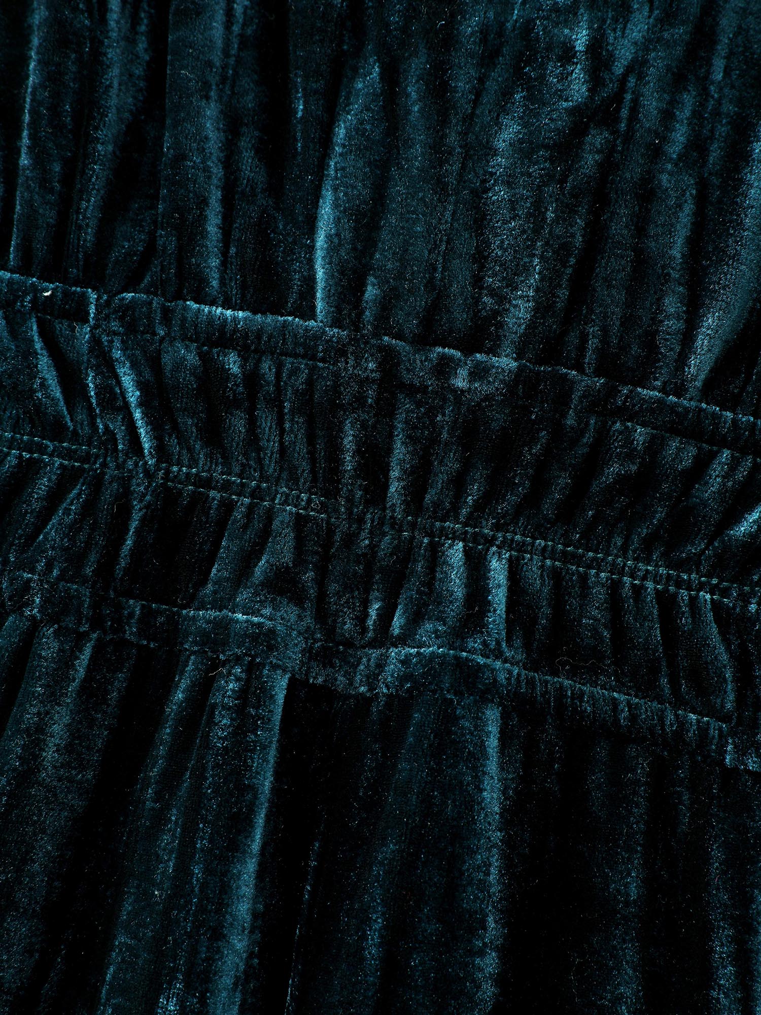 Velvet Pleated Waist Notched-Collar Jumpsuit