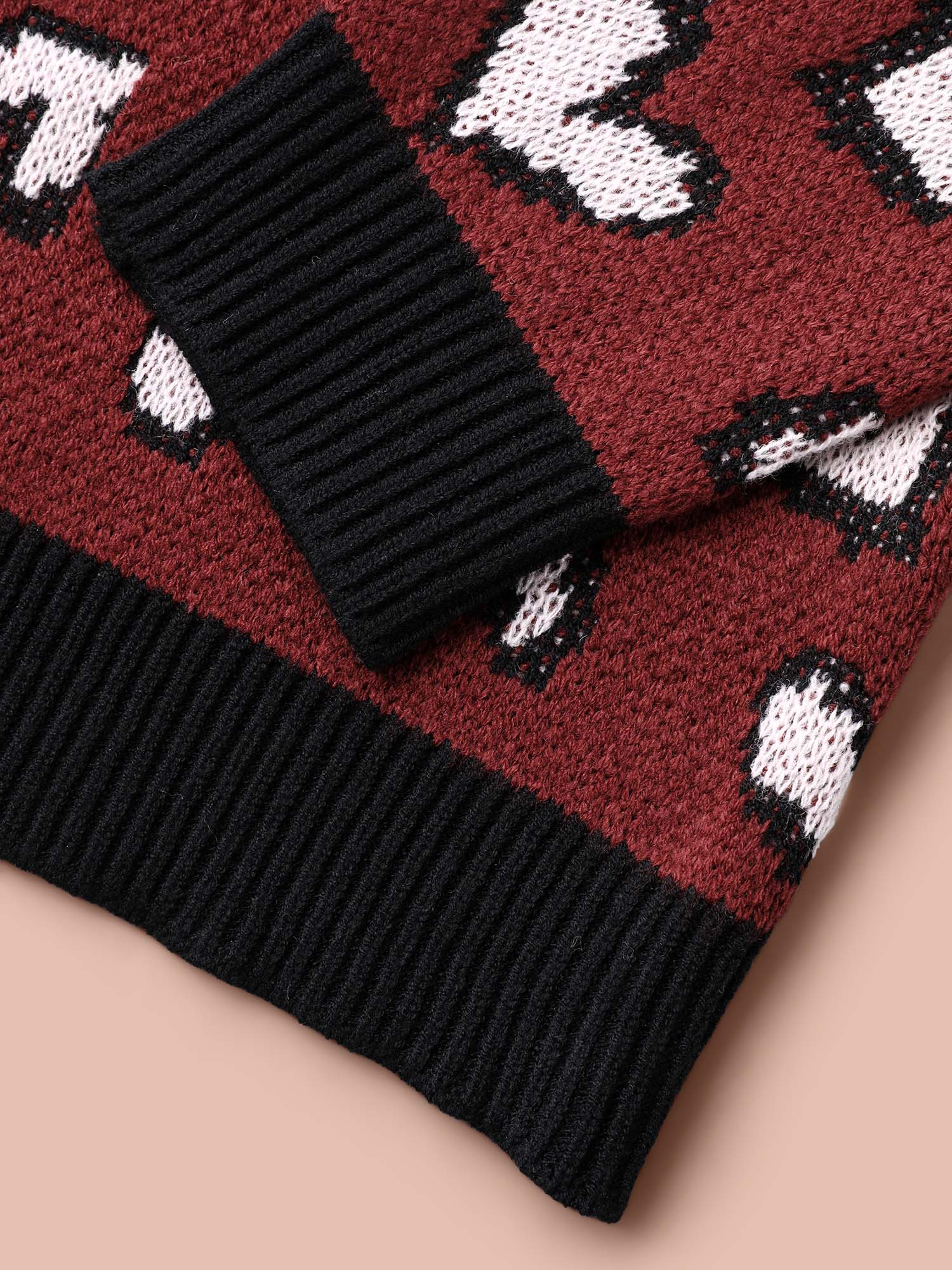 Hearts All Over Open Front Contrast Cardigan