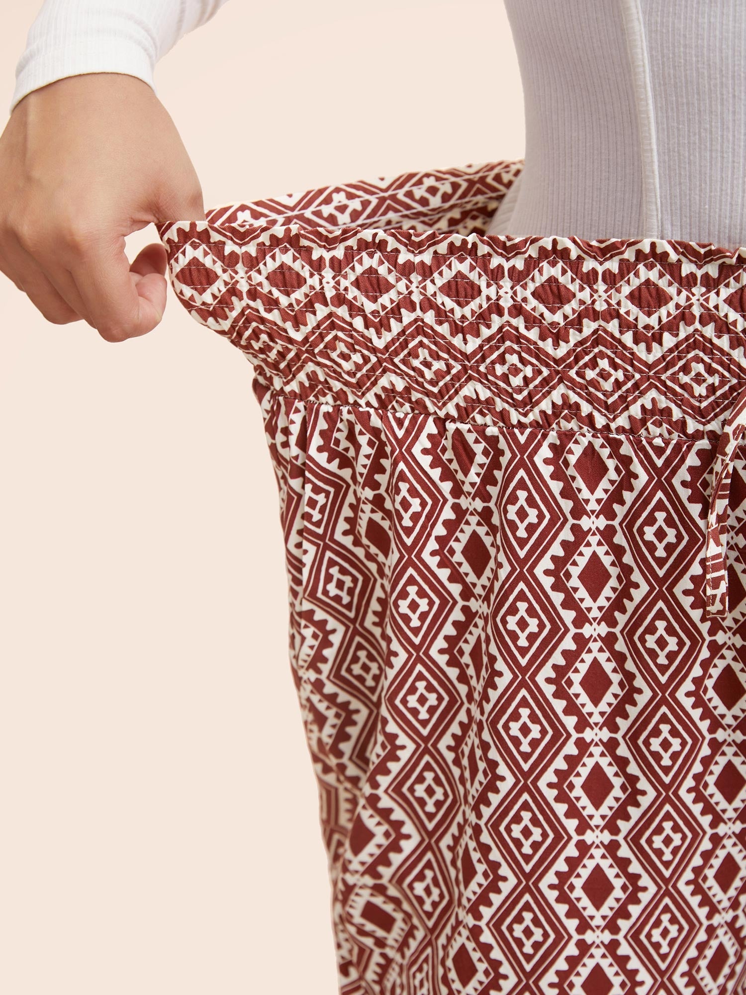 Bandana Paperbag Drawstring Waist Wide Leg Pants