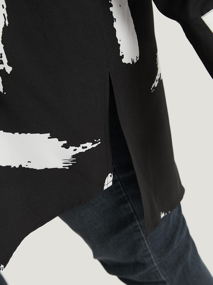 Halloween Brush Print Button Through Split Hem Kimono