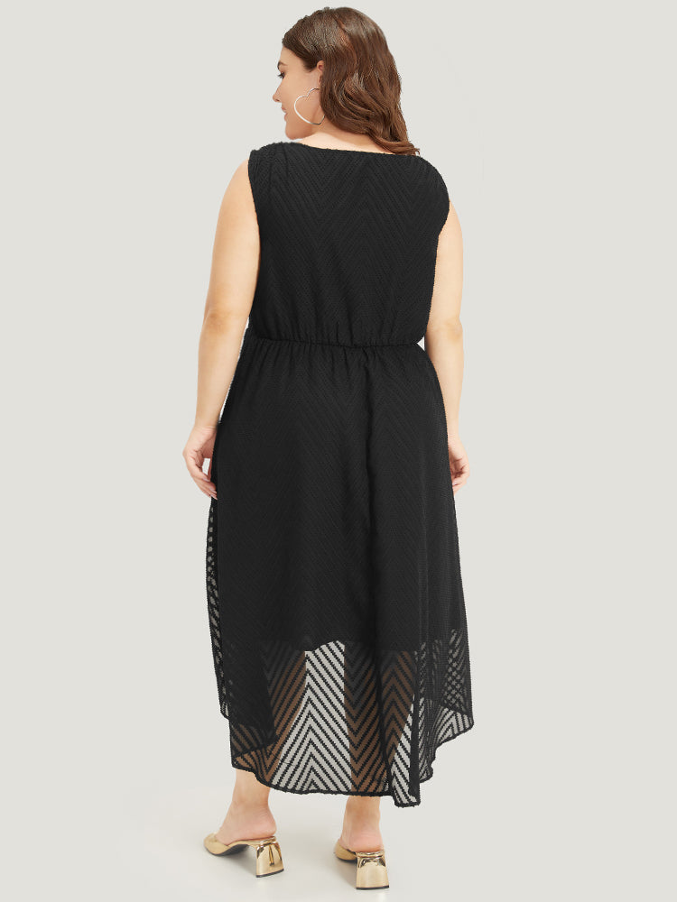 Solid Pocket Wrap High Low Hem Tank Dress