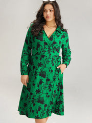 Silhouette Floral Print Bowknot Side Dress