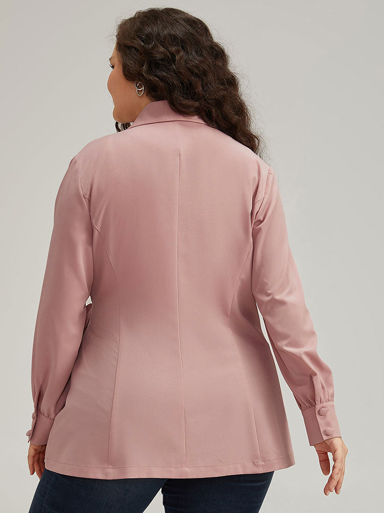 Plain Lapel Collar Asymmetrical Knot Blazer