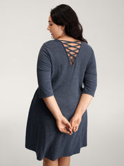 Heather Back Cut-Out Solid Midi Dress