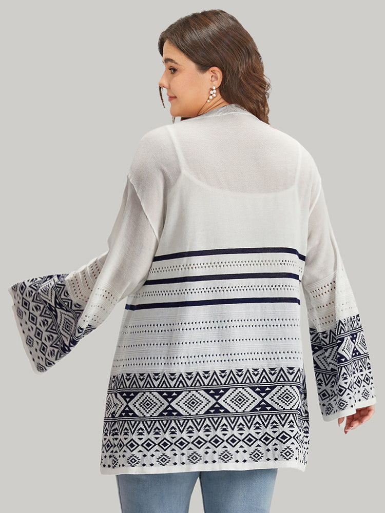 Bandana Print Geo Eyelet Ties Front Cardigan