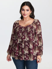 Shirred High-Waist Cinched Blouse