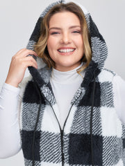 Checkered Reversible Hooded Vest Jacket