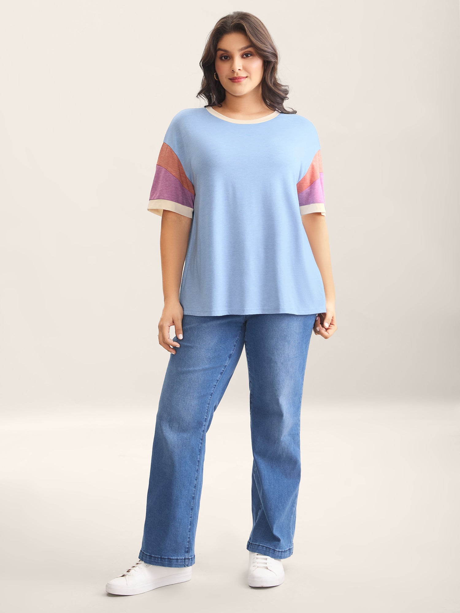 Supersoft Stretchy Color Contrast T-Shirt