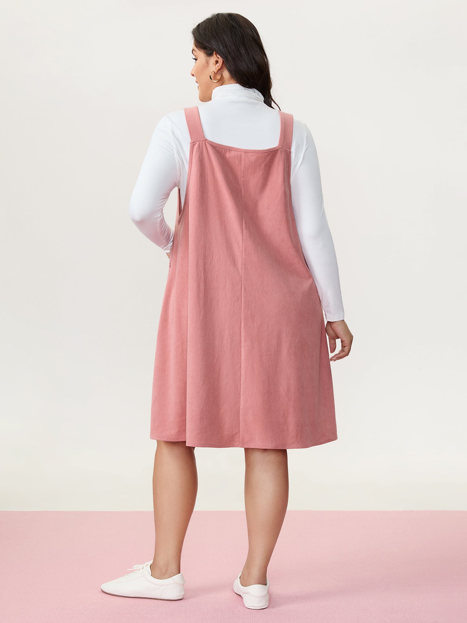 Heart Embroidered Pockets Adjustable Overall Dress