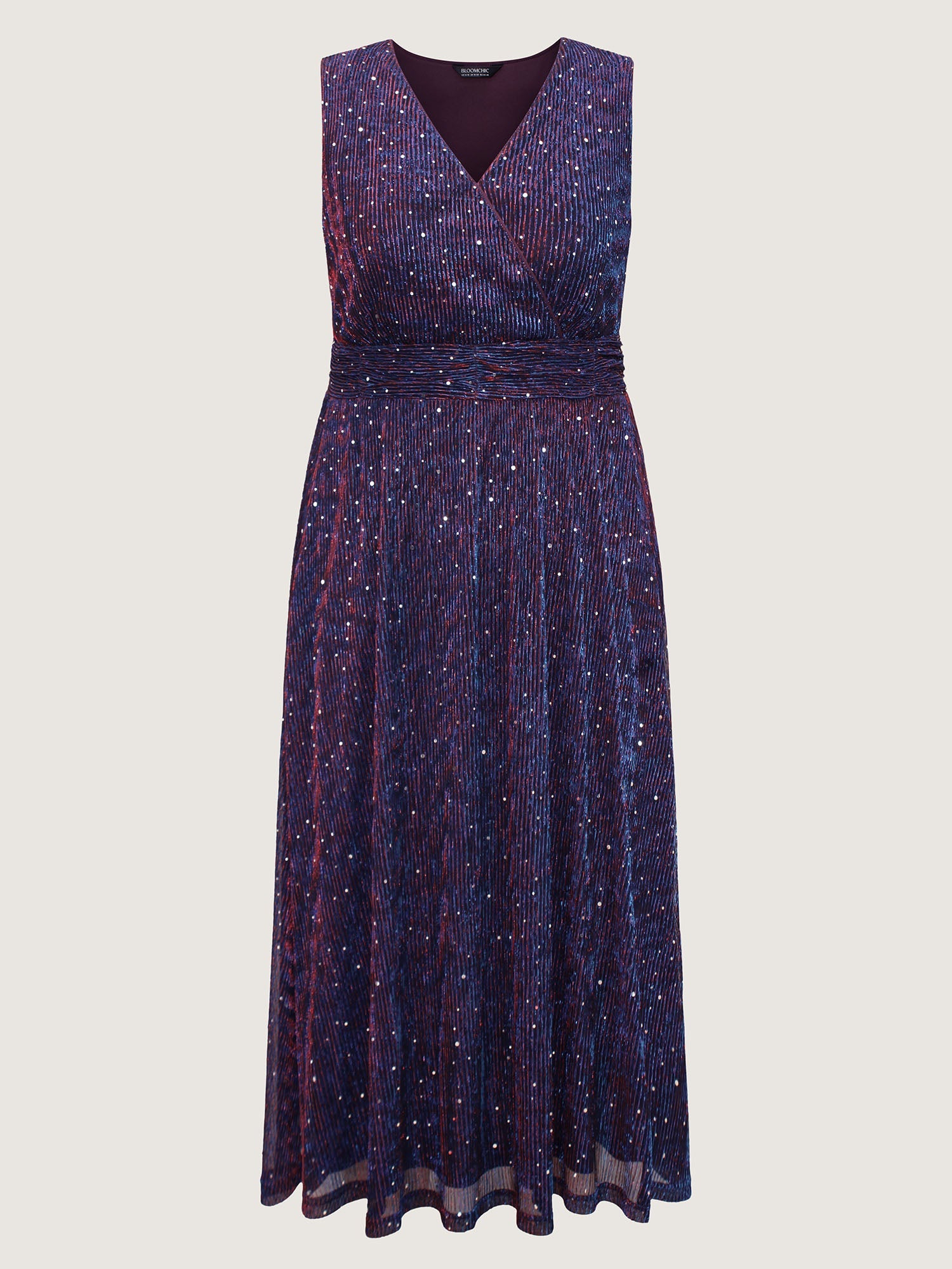 Sequin Surplice Neckline Sleeveless Midi Dress