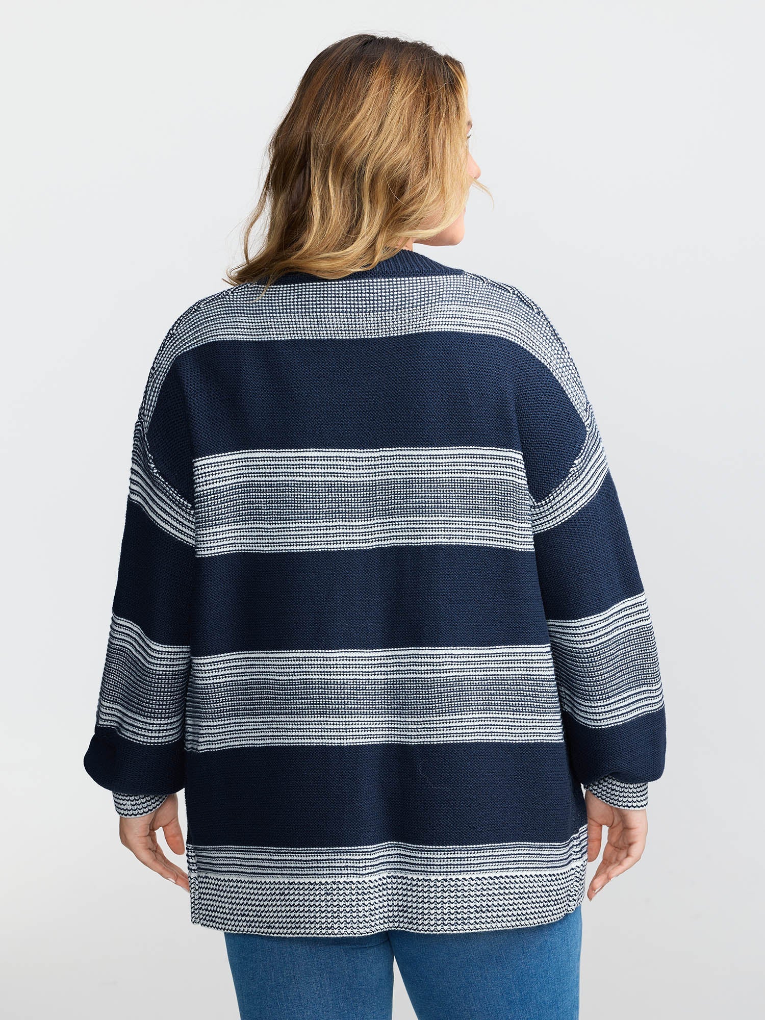 Sequin Yarn Color Stripe Knit Cardigan