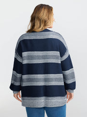 Sequin Yarn Color Stripe Knit Cardigan