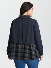 Checkered Zipper Front Pockets Jacket