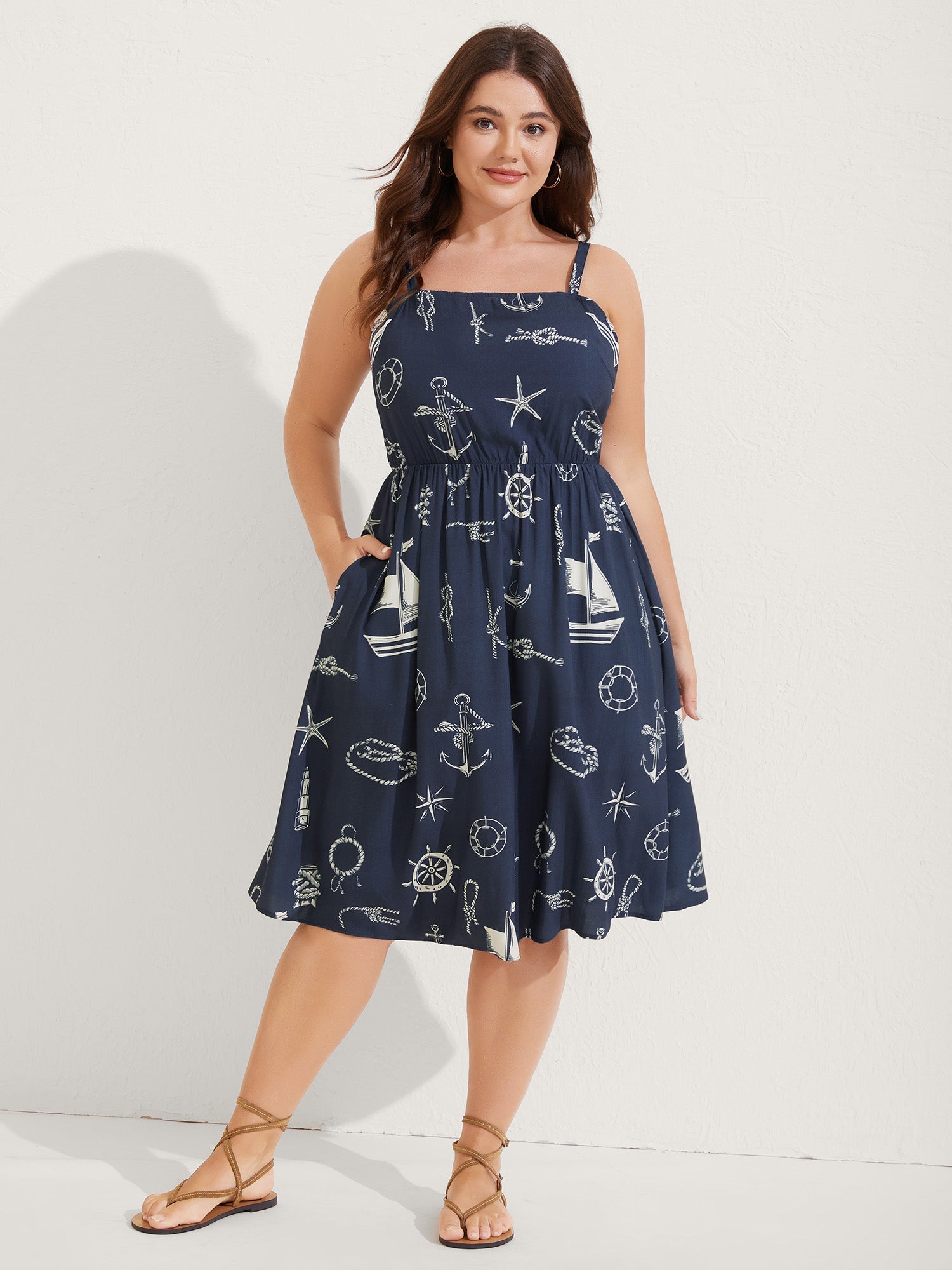 Sea Elements Adjustable Strap Midi Dress