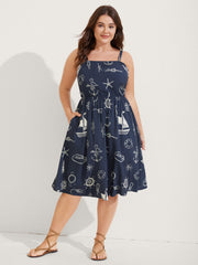 Sea Elements Adjustable Strap Midi Dress